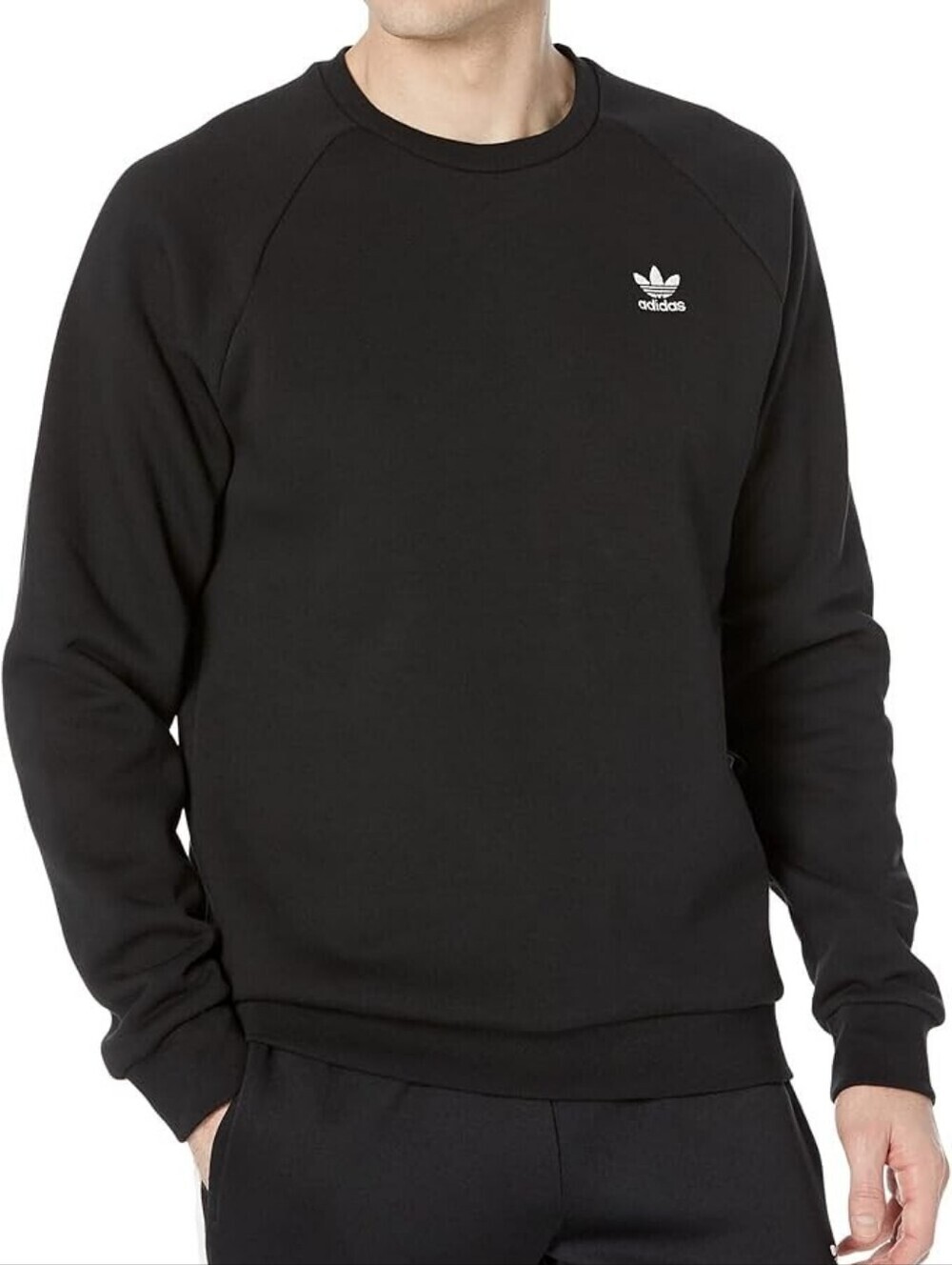 Adidas Black Primegreen Crewneck Sweatshirt with White Trefoil Logo
